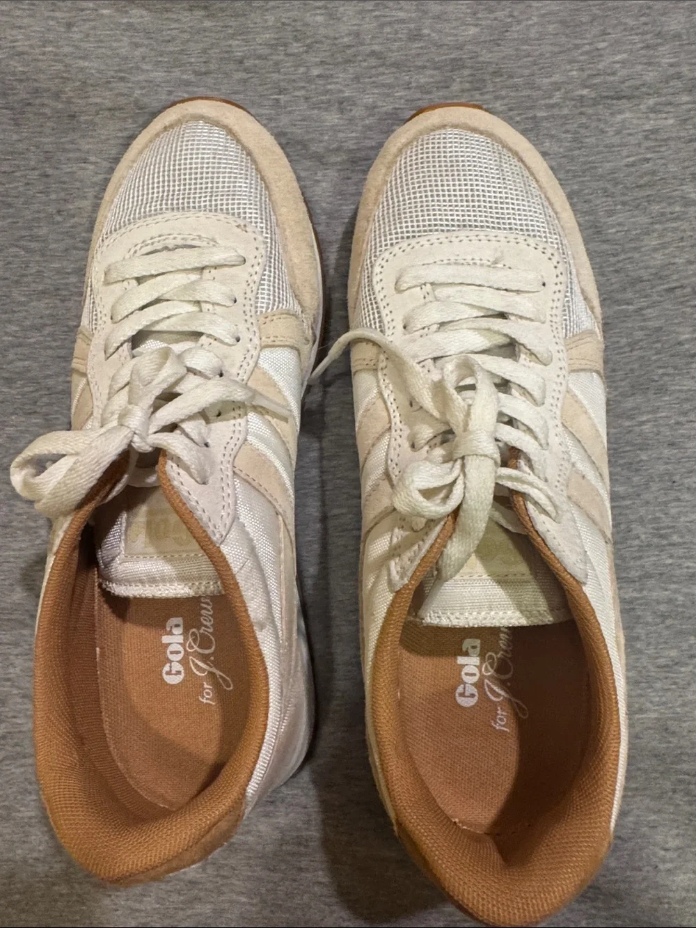 Gola for J Crew Cream and Tan Retro Style Trainers
